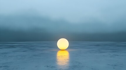 Leinwandbilder - Luminous and glowing orb set against a misty atmospheric cosmic scene reflecting a sense of motion and mystery in a minimalist abstract design