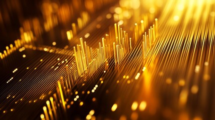 Aufkleber - Golden Abstract Pattern with Light and Lines