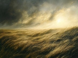 Poster - Golden Field Sunset - Dramatic Landscape Photography