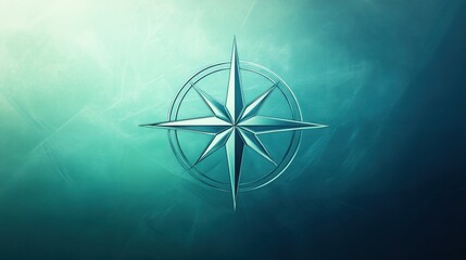Fototapete - The compass rose displays a modern, geometric design with clean lines and a prominent central point, creating a striking visual effect. Generative AI