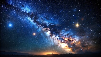 Wall Mural - starry night sky background at a tilted angle