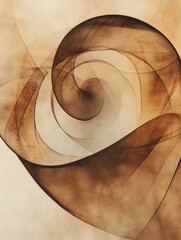 Fototapete - Delicate and smooth swirls in warm, muted colors evoke the essence of tea, merging art with tranquility in an abstract expression. Generative AI