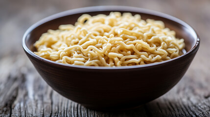 Instant noodles isolated on a wooden table