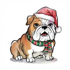 Cute Bulldog Illustration in Watercolor Style