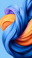 Wall Mural - Abstract blue and orange flowing shapes.