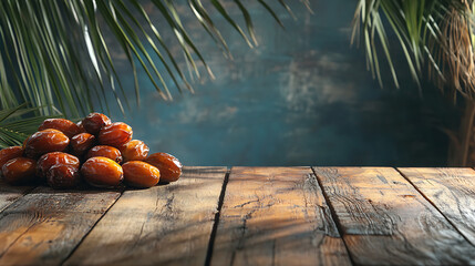 Poster - date palm fresh fruit isolated on a wooden table