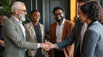 Poster - Happy Group Engaging in Business Discussion