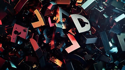 Wall Mural - abstract metallic letters background texture