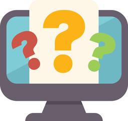 Wall Mural - illustration of a computer screen displaying a document with question marks, representing online fre