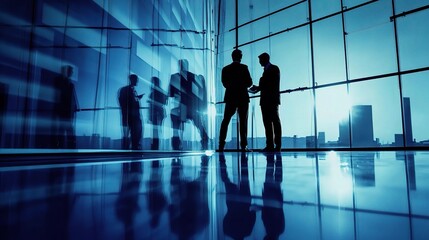 Wall Mural - Business Meeting in Modern Office with Reflections