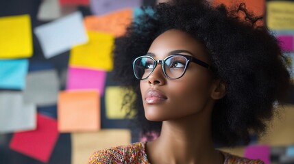 Poster - Thoughtful Woman Against Colorful Background