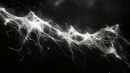 A Delicate Spider Web Trapped Against a Starry Night Sky