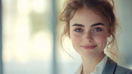 Wall Mural - Confident Young Woman with Natural Smile