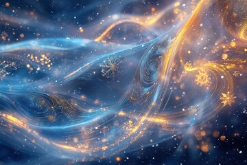 Poster - Colorful swirls and shimmering lights create an abstract representation of the excitement and joy of New Year's Eve celebrations. Generative AI