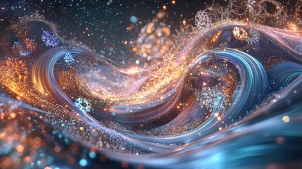 Poster - Colorful swirls and sparkling elements create an enchanting atmosphere, embodying the joy and excitement of New Year's Eve festivities. Generative AI