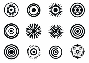 Wall Mural - target black icons on transparent background