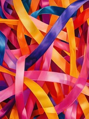 Aufkleber - Colorful ribbons intertwine beautifully, creating a lively pattern full of vibrancy and energy, ideal for festive occasions. Generative AI