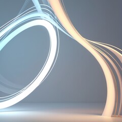Wall Mural - abstract glowing curves create a modern design in a minimalist setting with soft blue and warm white
