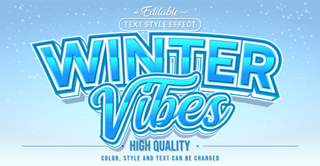 Fototapete - Editable text style effect - Winter Vibes text style theme.