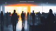© fadi - Abstract blur image of Business people walking at modern hallway with bokeh for background usage