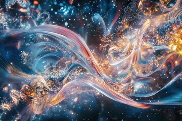 Poster - Colorful swirling patterns and bright lights evoke the energy and excitement of New Year's Eve festivities in an artistic manner. Generative AI