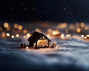 Christmas nativity scene illuminated by soft candlelight, reverent and peaceful holiday atmosphere