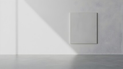 Minimalist Gray and White Empty Room with Painting Canvas