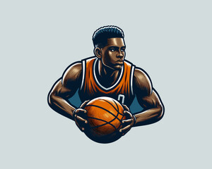 Basketball player logo design icon symbol vector illustration.