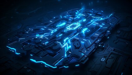 Poster - High-Tech Fuel Management System on Futuristic Spaceship with Glowing Energy Cells
