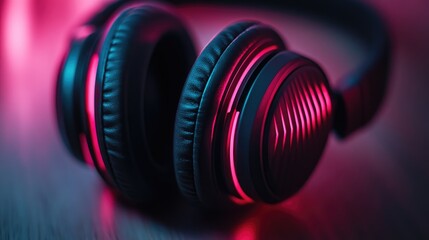 Modern Headphones with Neon Lighting Effects