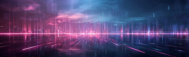 Poster - Urban Hydrogen Energy Conversion Facility with Glowing Lines and Sleek City Integration