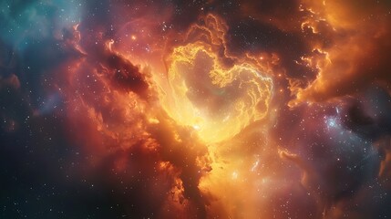 Wall Mural - a beautiful cosmic views is seen from a heart like glass