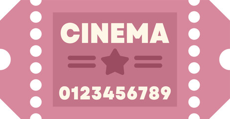 Simple pink cinema ticket for one, showing the numbers of the seat