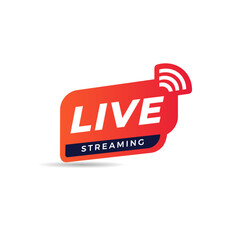 Wall Mural - live streaming icon sticker badge for web template or presentation element