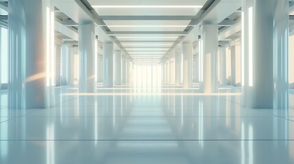 Poster - Futuristic Clean Energy Facility Converting Solar Power into Electricity with Glowing Conduits and Glass Walls