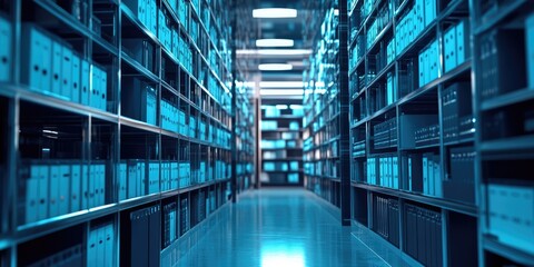 Fototapete - Document Management System (DMS), online documentation database and process automation to efficiently manage files, knowledge and documentation in enterprise with ERP. Co