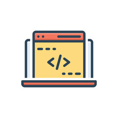 Color illustration icon for coding