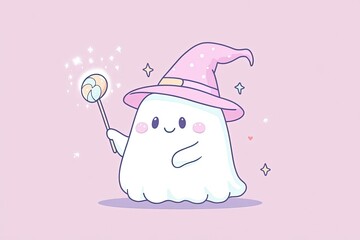 Sticker - a cartoon character with a wizard hat holding a wand