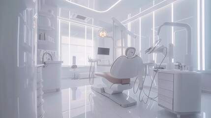 Bright, modern dental office with advanced equipment and clean design