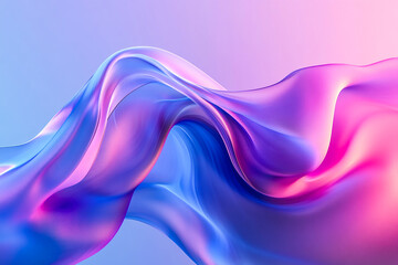 Canvas Print - Abstract fluid shape, smooth curves, translucent material, blue and purple gradient, soft lighting, ethereal atmosphere, futuristic design, digital art, 3D rendering, high detail, glossy surface, dyna