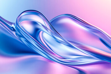 Canvas Print - Abstract fluid shape, smooth curves, translucent material, blue and purple gradient, soft lighting, ethereal atmosphere, futuristic design, digital art, 3D rendering, high detail, glossy surface, dyna