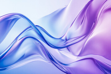 Canvas Print -  Abstract Fluid Shape with Blue and Purple Gradient - 3D Futuristic Design with Smooth Curves