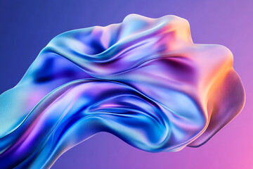 Canvas Print - Translucent Fluid Shape in Dynamic Flow - Glossy 3D Rendering with Ethereal Gradient