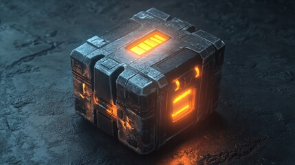 Wall Mural - glowing metallic cube