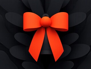 Canvas Print - Abstract Red Bow on Black Background.