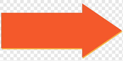 Wall Mural - Straight long right vector arrow icon. Orange large backwards or left pointing solid long arrow icon.