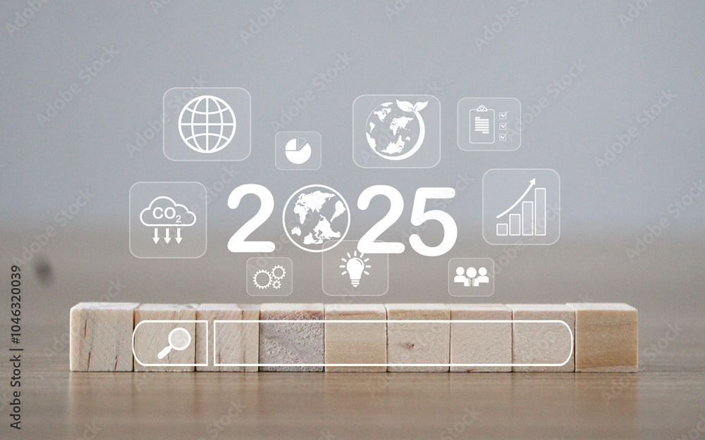New Year Goal Action Plan 2025 Strategy with Goal Icons AI Business ...