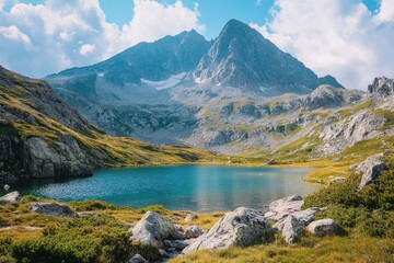 Wall Mural - Mountain Range and Lake