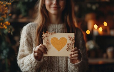 Warm Greeting Card Design with Autumnal Heart for National I Care About You Day