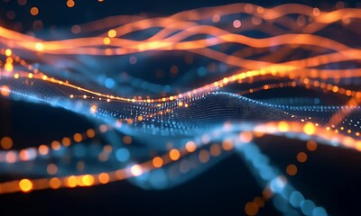 Sticker - abstract digital background with glowing connections and network elements, representing global conne